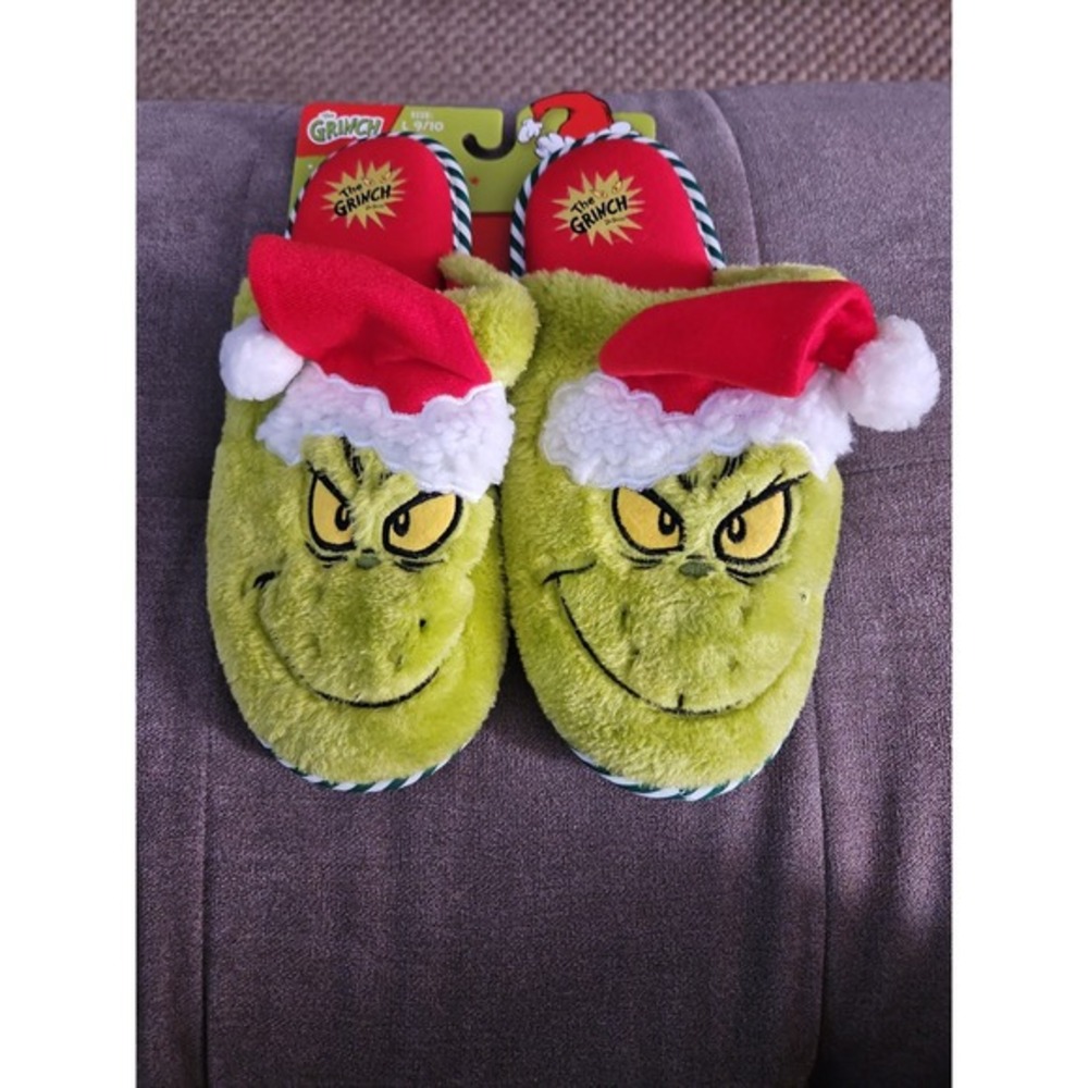 Dr. Seuss‎ The Grinch Christmas Plush Slippers - Ladies Size 9/10